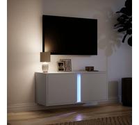 vidaXL TV Wall Cabinet with LED Lights TV Unit Wall Mounted Cabinet White