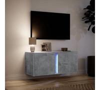 TV Wall Cabinet with LED Lights Floating TV Unit Cabinet Engineered Wood vidaXL