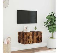 vidaXL TV Wall Cabinet with LED Lights Floating TV Unit TV Cabinet Smoked Oak
