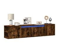 TV Wall Cabinet with LED Smoked Oak 180x31x39.5 cm Berkfield Home Brown One Size