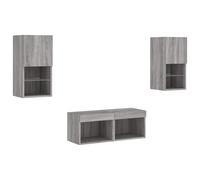 TV Wall Cabinets with LED Lights 4 Piece Floating TV Wall Unit TV Stand vidaXL