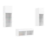 TV Wall Cabinets with LED Lights 4 Piece Floating TV Wall Unit TV Stand vidaXL