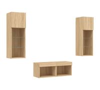 TV Wall Cabinets with LED Lights 4 Piece Floating TV Wall Unit TV Stand vidaXL