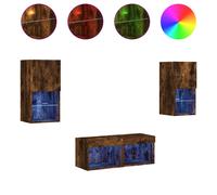 TV Wall Cabinets with LED Lights 4 Piece Floating TV Wall Unit TV Stand vidaXL