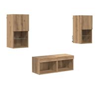 TV Wall Cabinets with LED Lights 4 Piece Floating TV Wall Unit TV Stand vidaXL