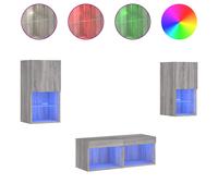 TV Wall Cabinets with LED Lights 4 Piece Floating TV Wall Unit TV Stand vidaXL