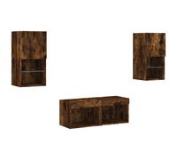 TV Wall Cabinets with LED Lights 4 Piece Floating TV Wall Unit TV Stand vidaXL