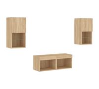TV Wall Cabinets with LED Lights 4 Piece Floating TV Wall Unit TV Stand vidaXL