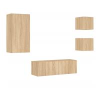 TV Wall Cabinets with LED Lights 4 Piece Floating TV Wall Unit TV Stand vidaXL