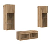 TV Wall Cabinets with LED Lights 4 Piece Floating TV Wall Unit TV Stand vidaXL