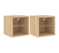 TV Wall Cabinets with LED Lights Floating Unit 2 pcs Sonoma Oak vidaXL