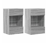 vidaXL Wall Cabinets with LED Lights for TV 2 pcs Artisan Oak 40x30x60,5 cm