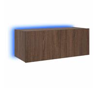 vidaXL TV Wall Cabinet with LED Lights Floating TV Unit TV Cabinet Brown Oak