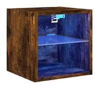 vidaXL TV Wall Cabinet with LED Lights Floating TV Unit TV Cabinet Smoked Oak