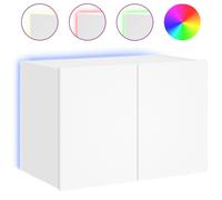 vidaXL TV Wall Cabinet with LED Lights Floating Wall Mounted TV Cabinet White