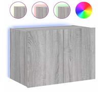 vidaXL TV Wall Cabinet with LED Lights Floating TV Unit TV Cabinet Grey Sonoma