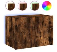 vidaXL TV Wall Cabinet with LED Lights Floating TV Unit TV Cabinet Smoked Oak
