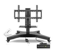 TV Wall Mount with Height Adjustable Mobile Stand, Rolling TV Cart on Wheels, Universal Mobile TV Mount for Easy Installation and Space-Saving Solutions