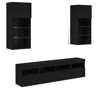 vidaXL LED Artisanal Oak TV Wall Unit - Size: 90 x 40.5 x 30cm - Brown - Wilko