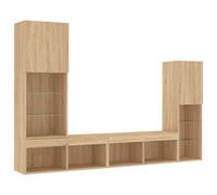 vidaXL 4 Piece TV Wall Units with LED White Engineered Wood