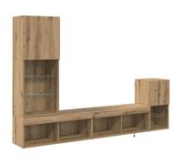 TV Wall Units 4 Piece with LED Floating TV Cabinet Engineered Wood vidaXL
