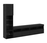 TV Wall Units 4 Piece with LED Floating TV Wall Unit Engineered Wood vidaXL