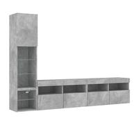 TV Wall Units 4 Piece with LED Floating TV Wall Unit Engineered Wood vidaXL