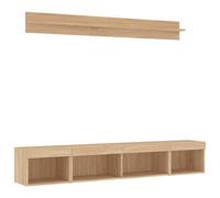 TV Wall Units 5 Piece with LED Floating TV Cabinet Engineered Wood vidaXL