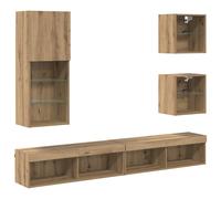 TV Wall Units 5 Piece with LED Floating TV Cabinet Engineered Wood vidaXL