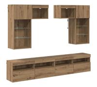 TV Wall Units 5 Piece with LED Floating TV Wall Unit Engineered Wood vidaXL