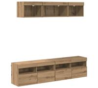 TV Wall Units 5 Piece with LED Floating TV Wall Unit Engineered Wood vidaXL