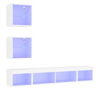 TV Wall Units 5 Piece with LED Floating TV Wall Unit Engineered Wood vidaXL