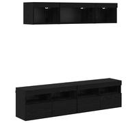 TV Wall Units 5 Piece with LED Floating TV Wall Unit Engineered Wood vidaXL