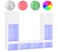TV Wall Units 5 Piece with LED Floating TV Wall Unit Engineered Wood vidaXL