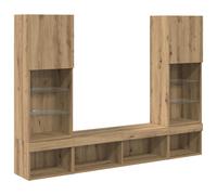 TV Wall Units 5 Piece with LED Floating TV Wall Unit Engineered Wood vidaXL