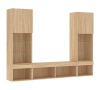 TV Wall Units 5 Piece with LED Floating TV Wall Unit Engineered Wood vidaXL