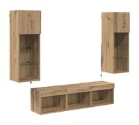 vidaXL TV Wall Units Wall-mounted 5 pcs Black Oak Engineered Wood