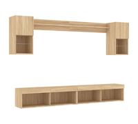 TV Wall Units 6 Piece with LED Floating TV Cabinet Engineered Wood vidaXL