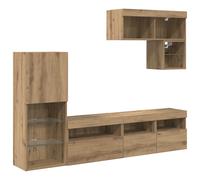 TV Wall Units 6 Piece with LED Floating TV Cabinet Engineered Wood vidaXL