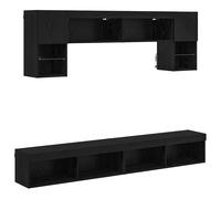 TV Wall Units 6 Piece with LED Floating TV Wall Unit Engineered Wood vidaXL
