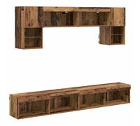 vidaXL 2 Door 10 Shelf Black Oak TV Wall Unit with LED Lights Set of 6 - Size: 30 x 100 x 30cm - Wilko