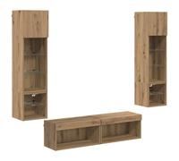 TV Wall Units 6 Piece with LED Wall Mounted TV Cabinet Engineered Wood vidaXL