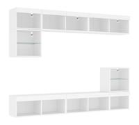 vidaXL TV Wall Units 8 Piece with LED Floating TV Unit White Engineered Wood