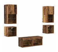 TV Wall Units 8 Piece with LED Wall Mounted TV Cabinet Engineered Wood vidaXL
