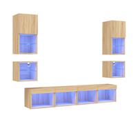 TV Wall Units 8 Piece with LED Wall Mounted TV Cabinet Engineered Wood vidaXL