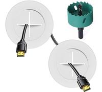 TV Wire Hider Kit for Wall Mount TV, White in Wall Cable Management Kit, Includes 2 Pass Throughs and Hole Saw Drill Attachment for Easy Install