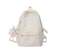 TVAFEDS Backpack Womens Double Pocket Backpack School Bag Large Capacity Urban Lightweight Portable Outdoor Waterproof Wear-resistant Travel(White,With pendant)