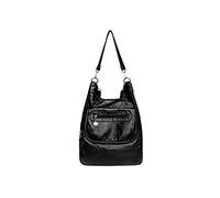 TVAFEDS Backpack Womens PU Ladies Backpack Leisure School Bags Small Travel Solid Color Single Shoulder Bag Lady Handbag(Schwarz)