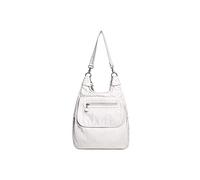 TVAFEDS Backpack Womens PU Ladies Backpack Leisure School Bags Small Travel Solid Color Single Shoulder Bag Lady Handbag(Whiet)