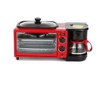 TVAFEDS Bread Maker 3 In 1 Electric Breakfast Machine Sandwich Maker Automatic Multifunction Coffee Mini Oven Household Bread Pizza Frying Pan(Red)